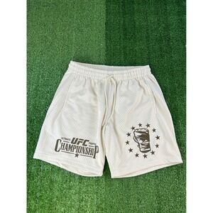 NWT UFC Fighting Championship Mesh Athletic Shorts Cream Mens Small 0013-569